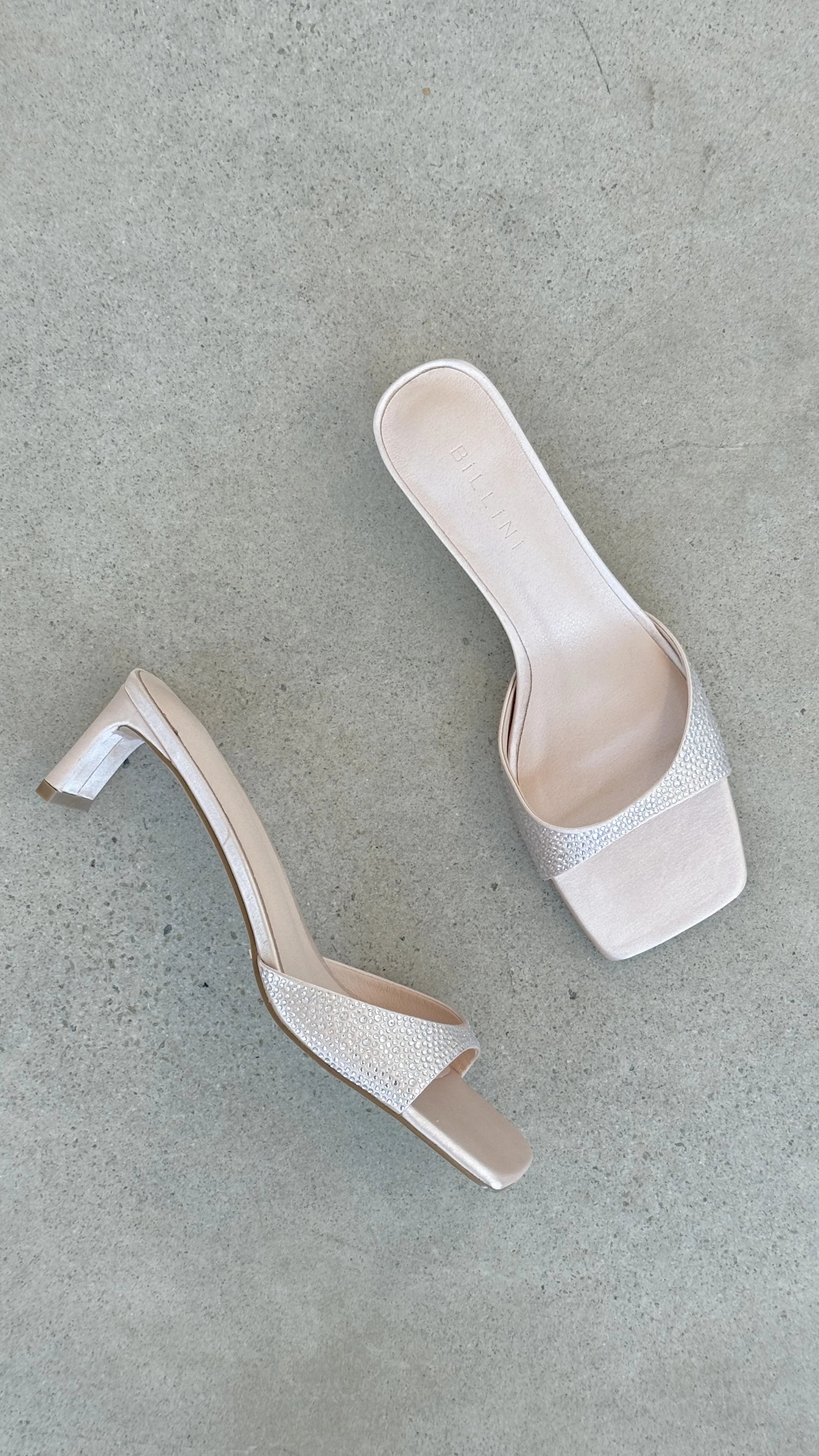 Yiri Heels Champagne Satin Diamante