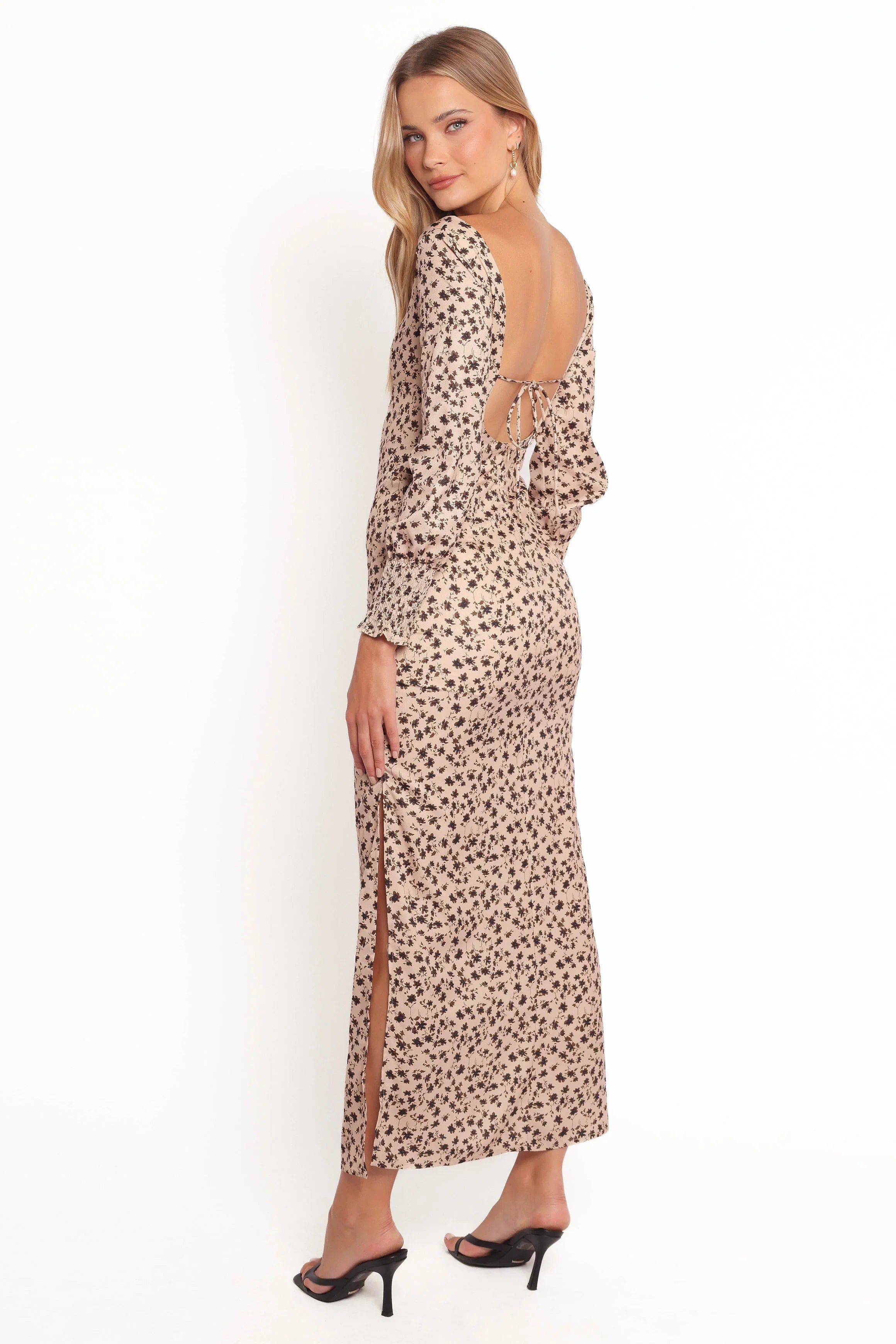 Gisella Long Sleeve Midi Brown Floral