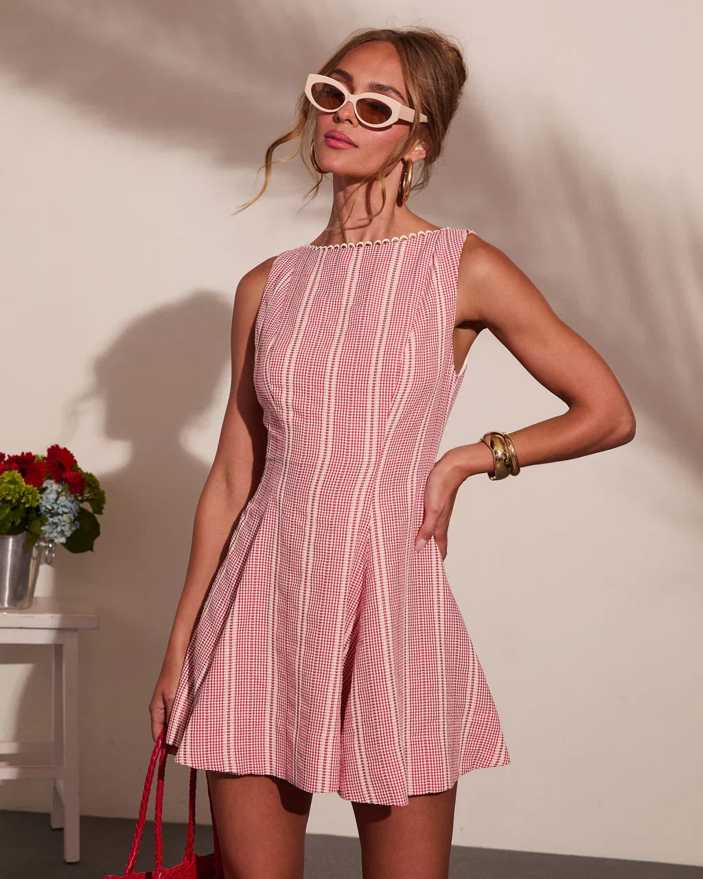 Sunwashed Days Gingham Print Mini Dress
