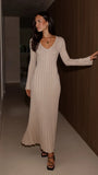 Cyra Long Sleeve Maxi Dress Beige