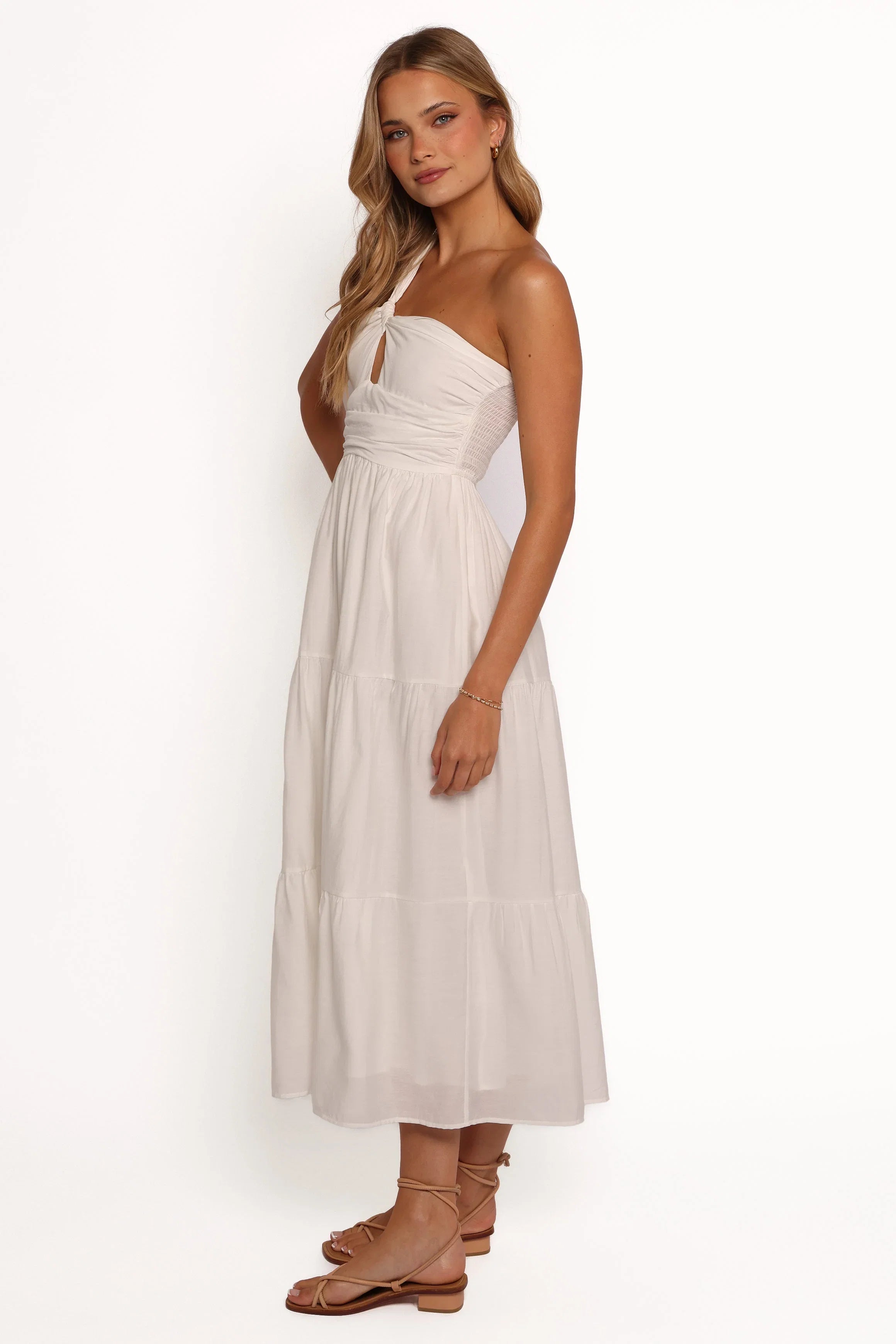 Vinny One Shoulder Maxi Dress White