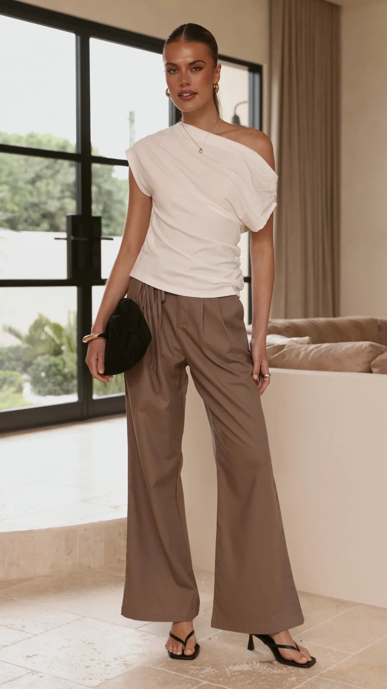 Cascada Tie Waist Pants Brown