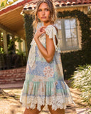 Analie Patchwork Lace Trim Babydoll Mini Dress
