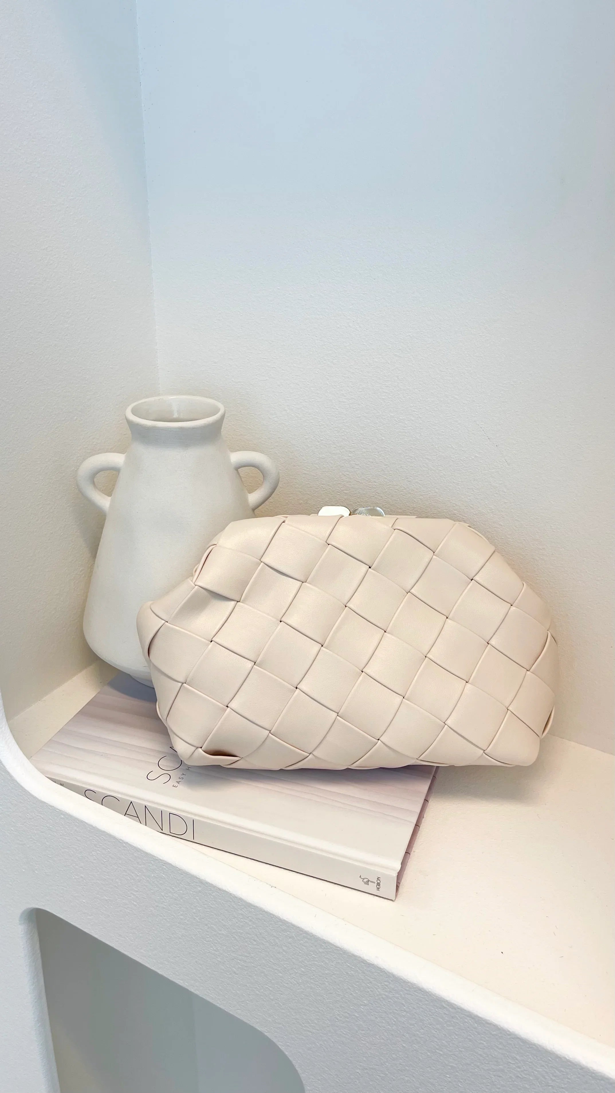 Vasanti Woven Clutch Beige
