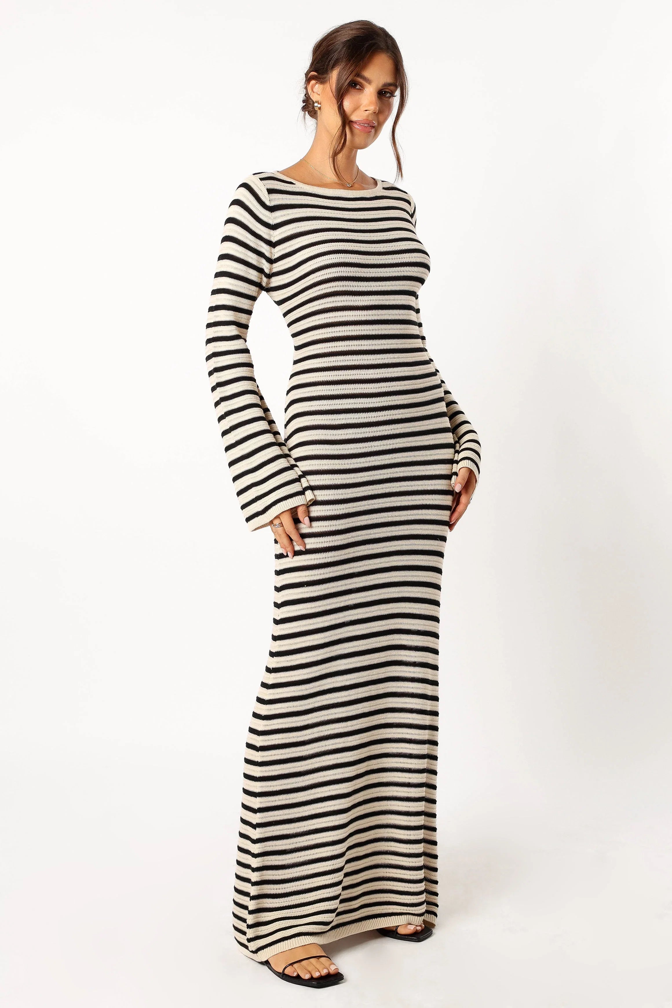 Cherie Knit Maxi Dress Sand Black