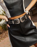 Saddle Up Studded Western Double Buckle Belt