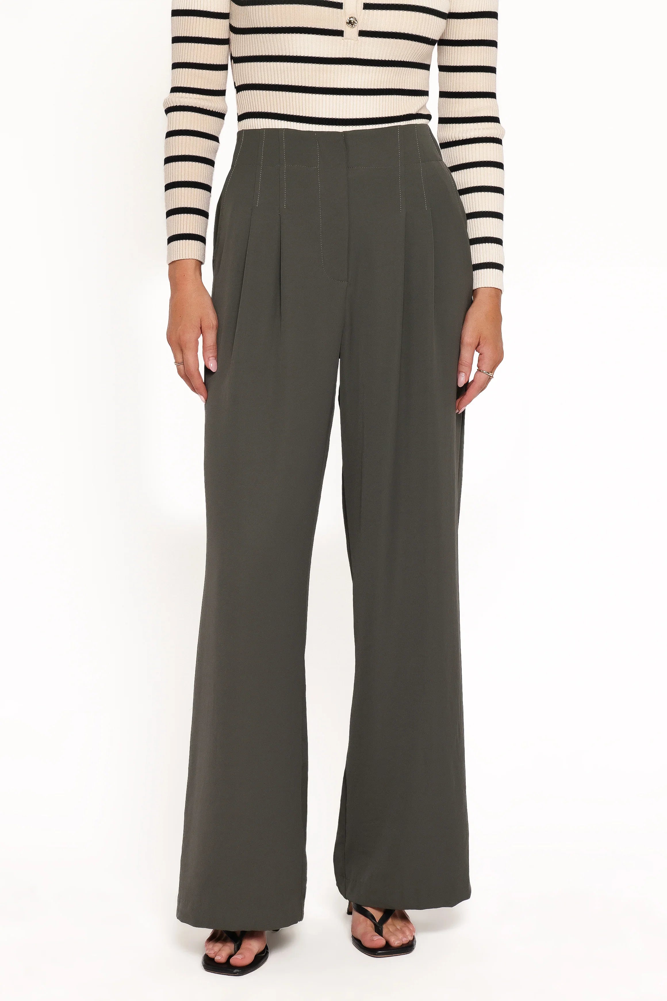 Hayden Pleated Wide Leg Pant Dark Olive