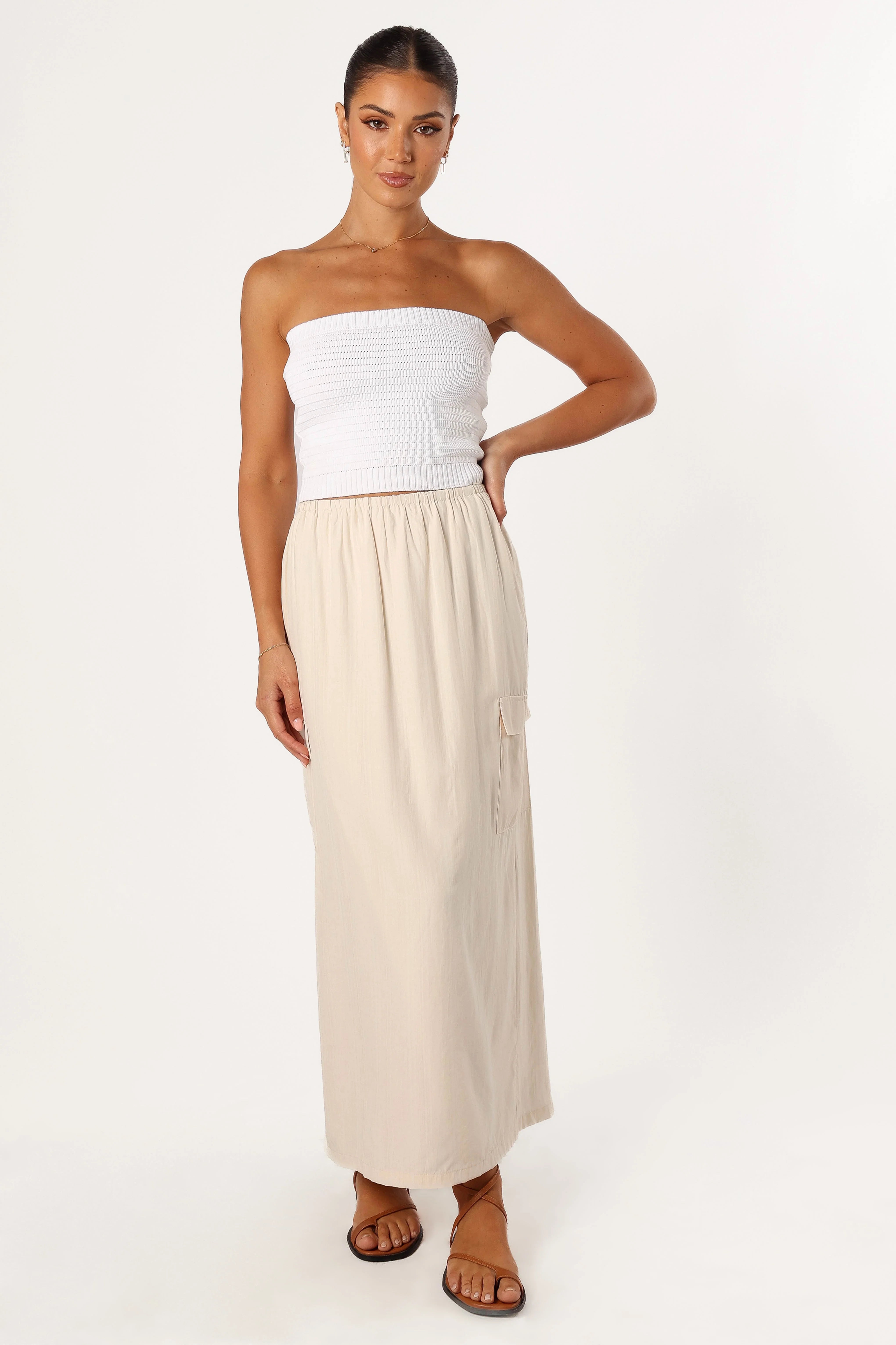 Picilo Long Midi Skirt Stone