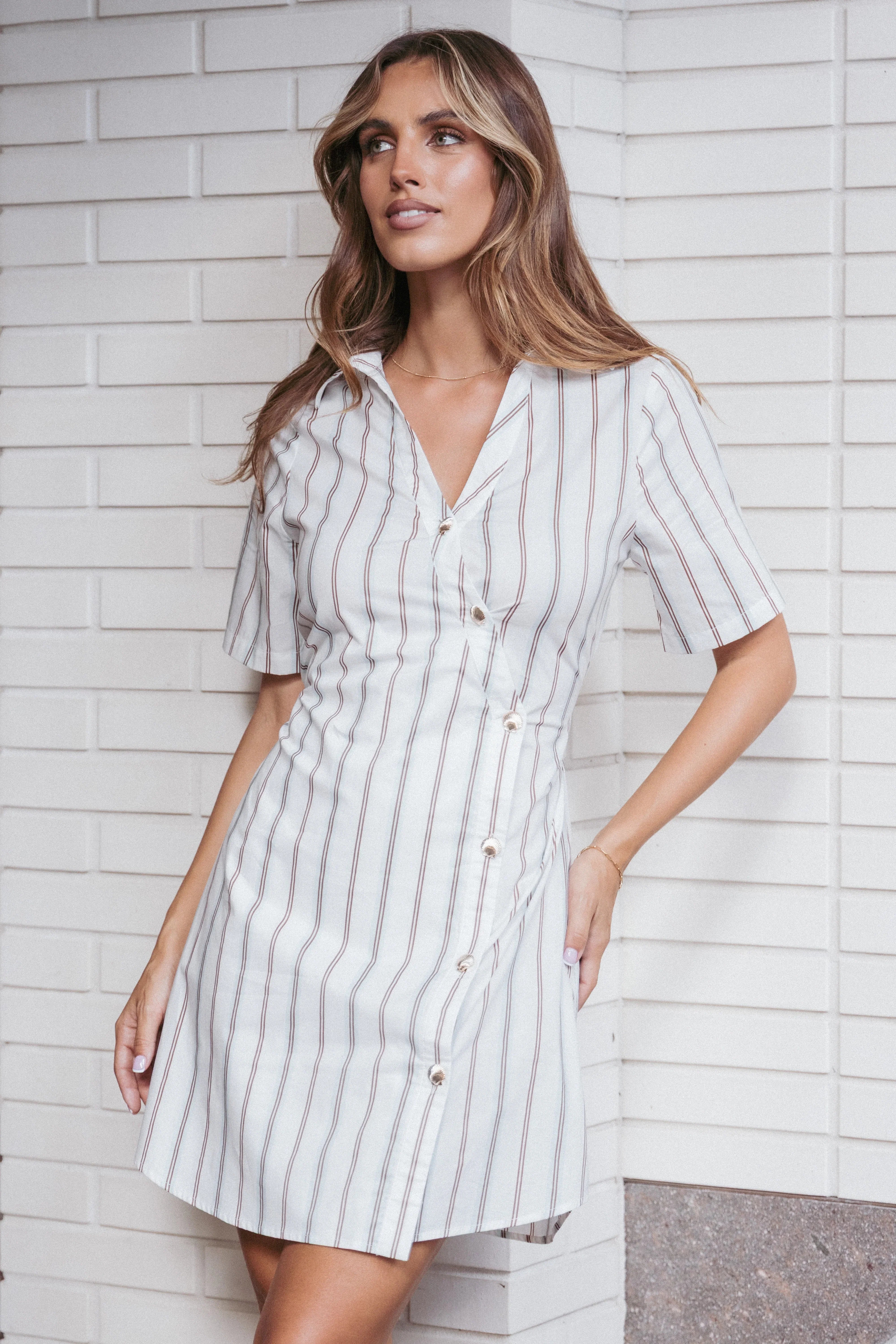 Hayes Mini Dress Blue Stripe