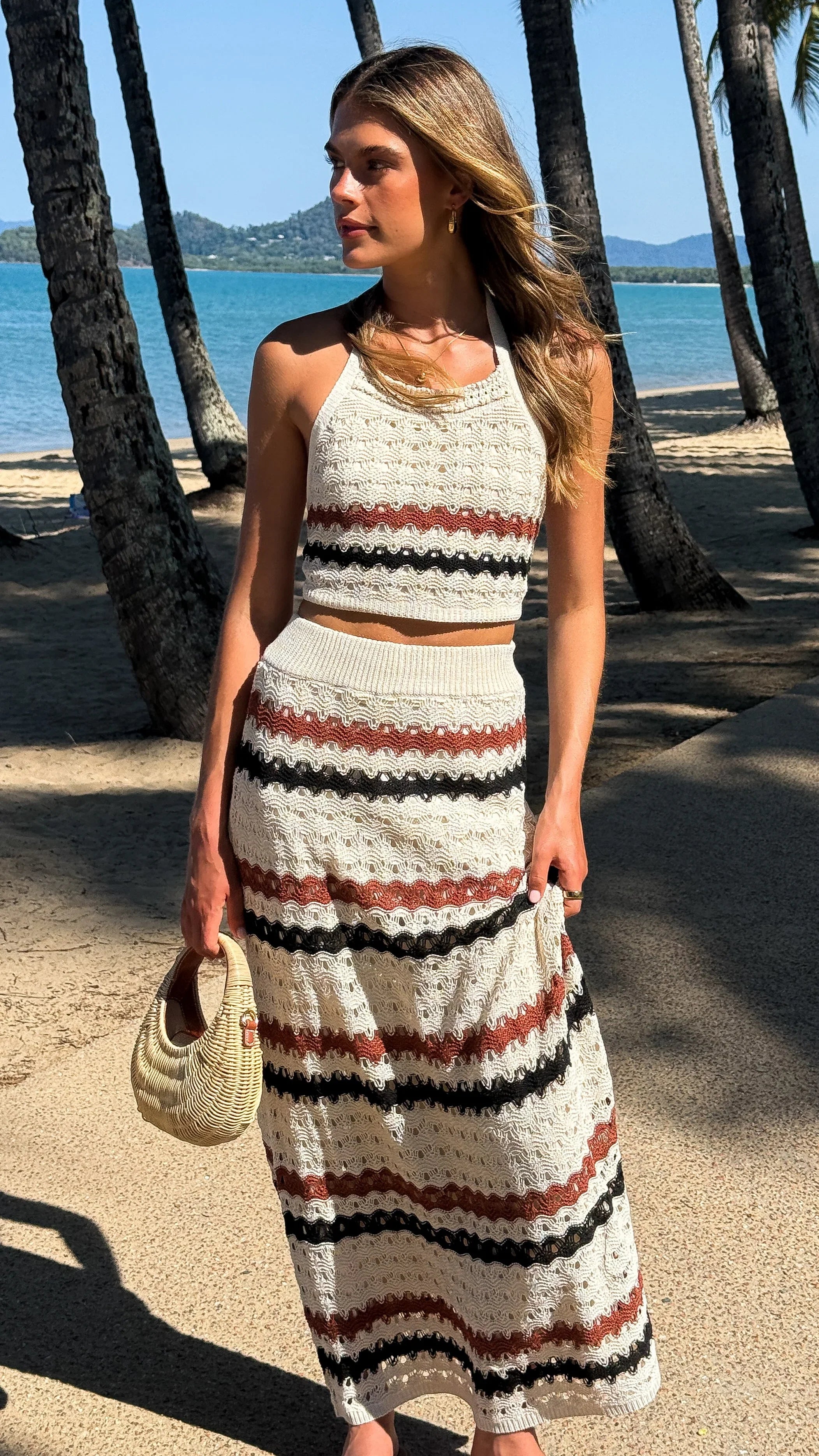Kamali Maxi Skirt Natural Stripe