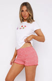 Doesnt Feel Right Booty Shorts Red Gingham
