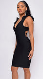 Love At First Sight Black Cross Back Bandage Dress