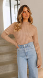Imogen Long Sleeve Knit Crop Camel
