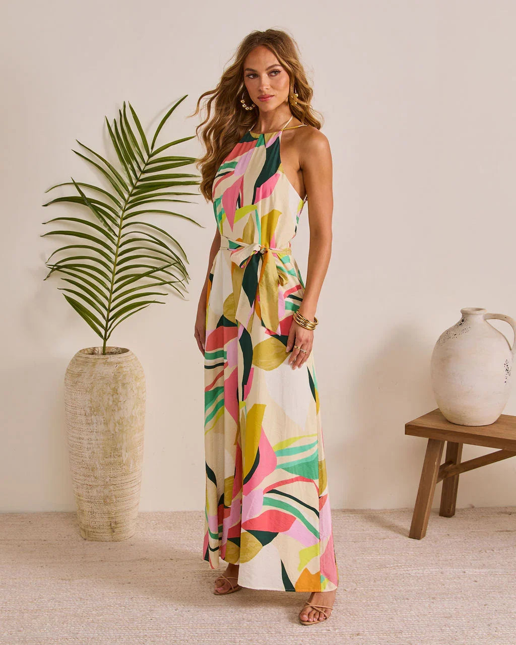 Vacation Crush Abstract Halter Jumpsuit