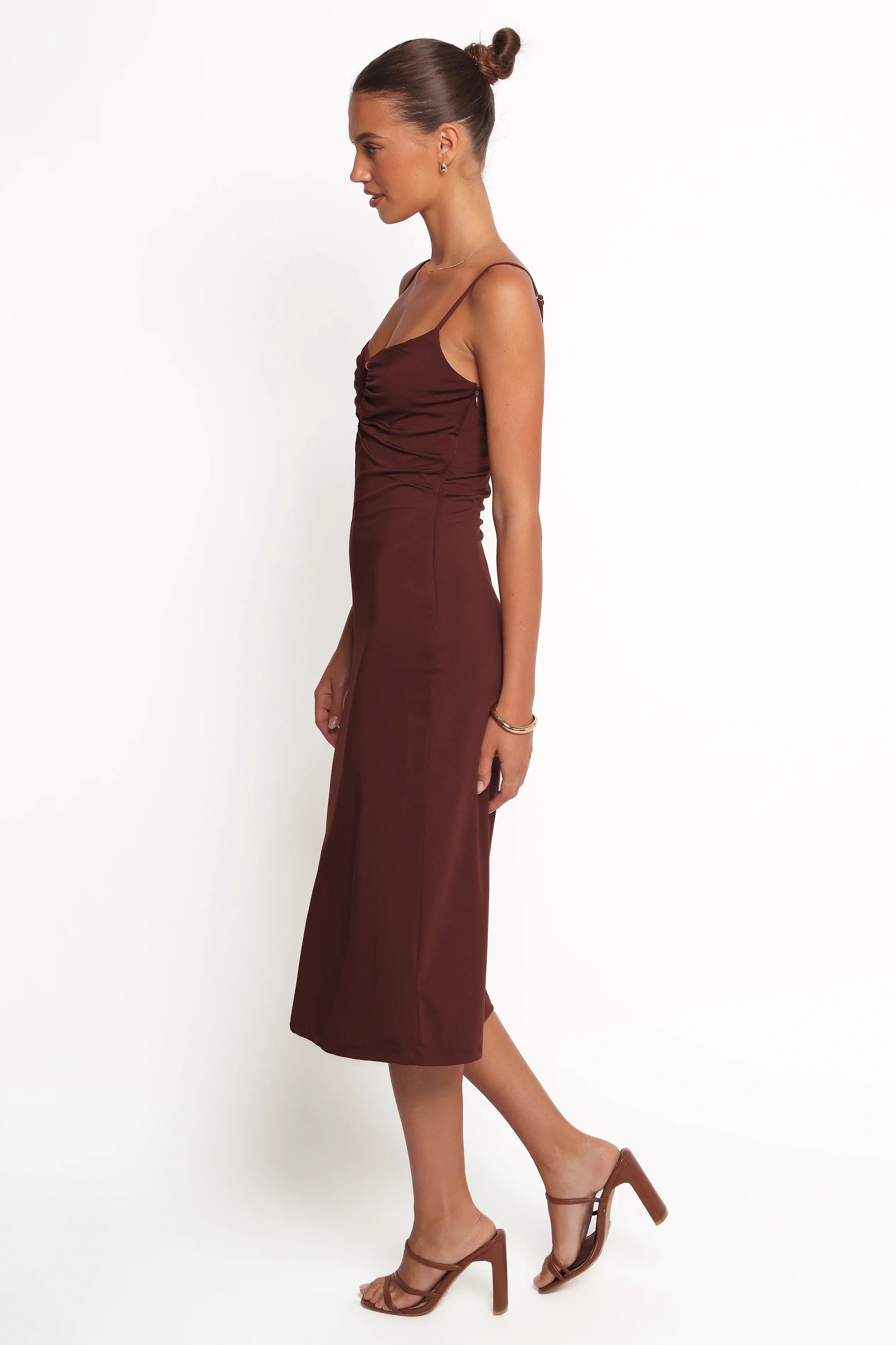 Ashy Midi Dress Brown