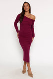 Cammie Long Sleeve Midi Dress Fuchsia