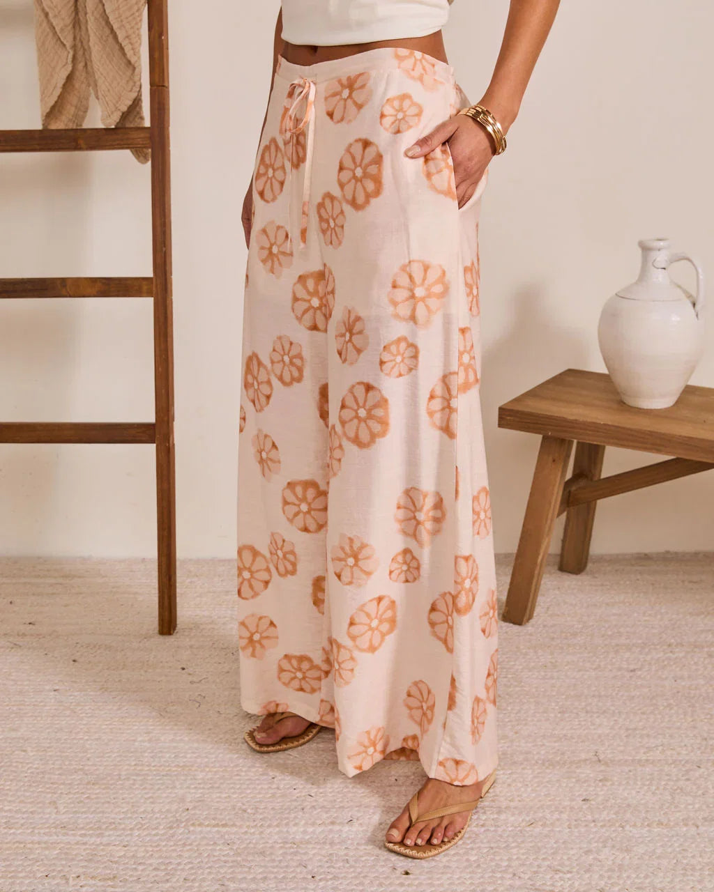 Golden Cove Relaxed Floral Drawstring Pant