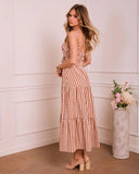 Sunwashed Reverie Bust Tie Gingham Maxi Dress
