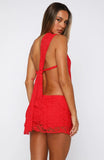 Its A Love Story Lace Mini Skort Red