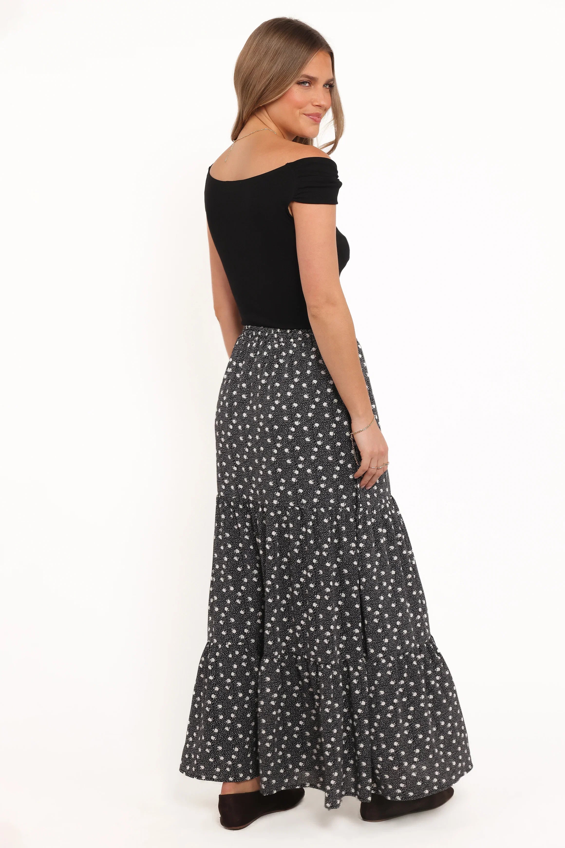 Vincent Tier Maxi Skirt Black Floral