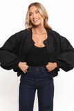 Yuki Tonal Embroidered Flower Jacket Black