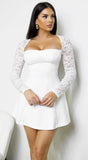 Vessia Lace Sleeve Mini Dress White
