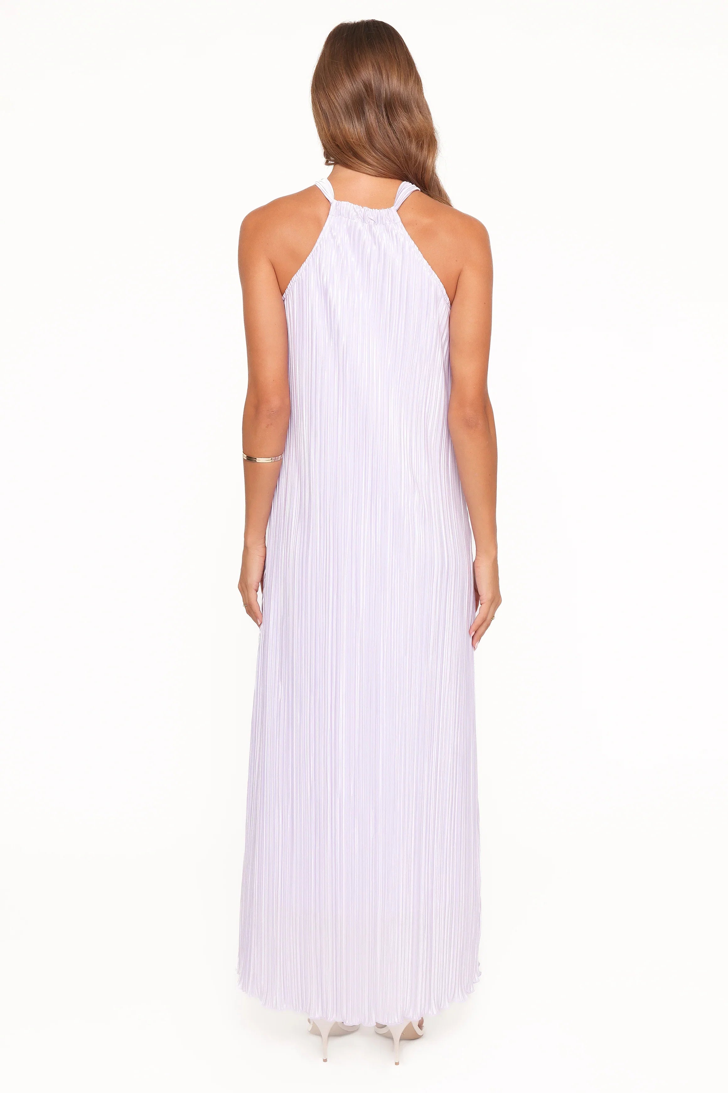 Melody Plisse Halter Maxi Dress Lavender