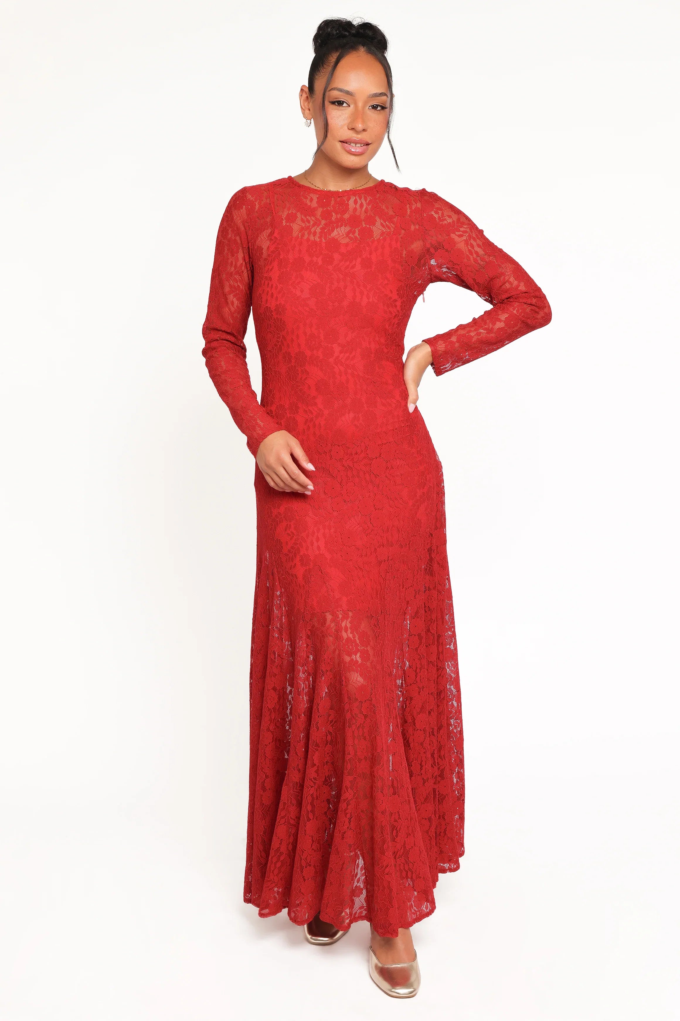Keani Long Sleeve Maxi Dress Red