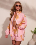 Sunny State Sunburst Button Down Linen Top