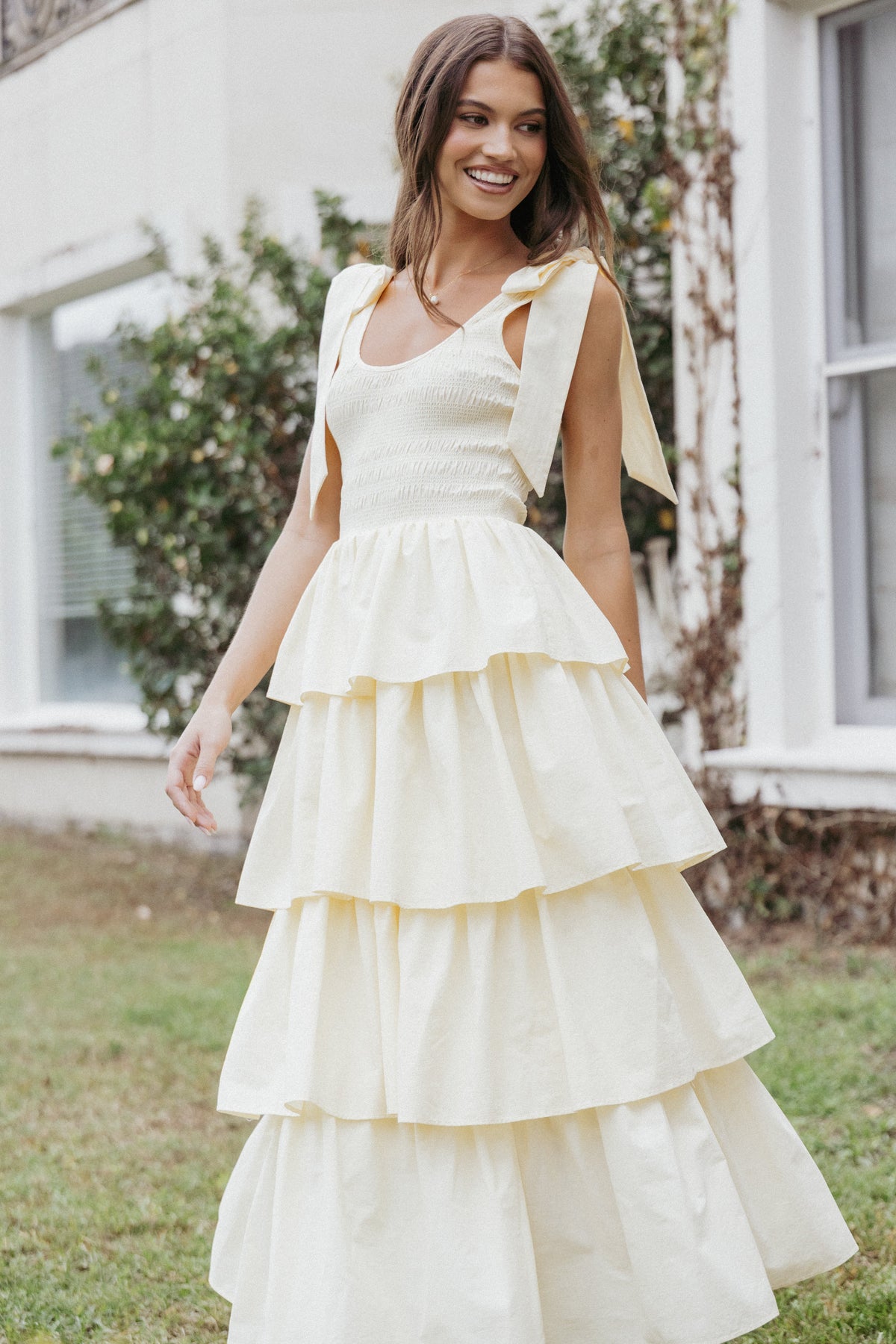 Raphael Tiered Maxi Dress Yellow