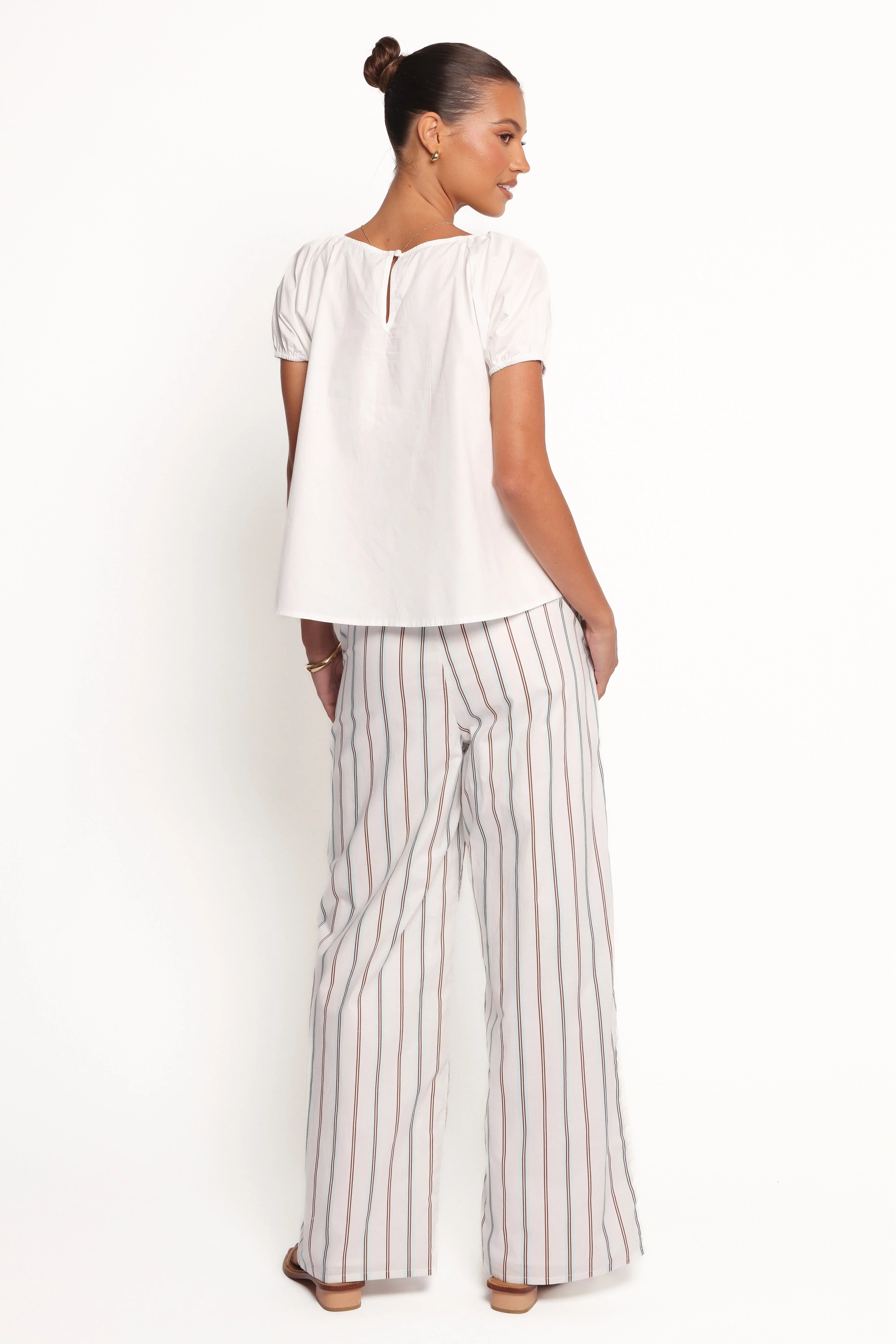 Ember Cotton Pants Blue Brown Stripe