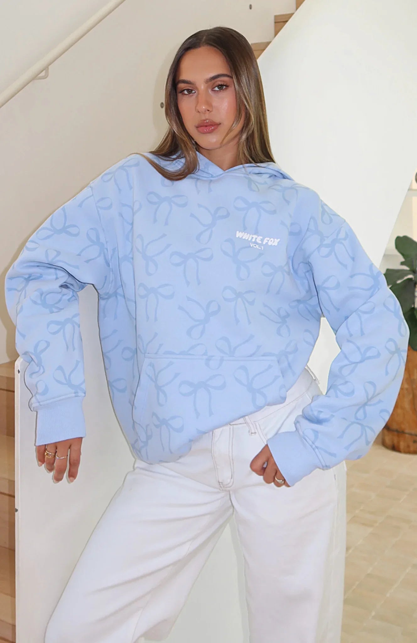 Vol 1 Oversized Printed Hoodie Blue Bow