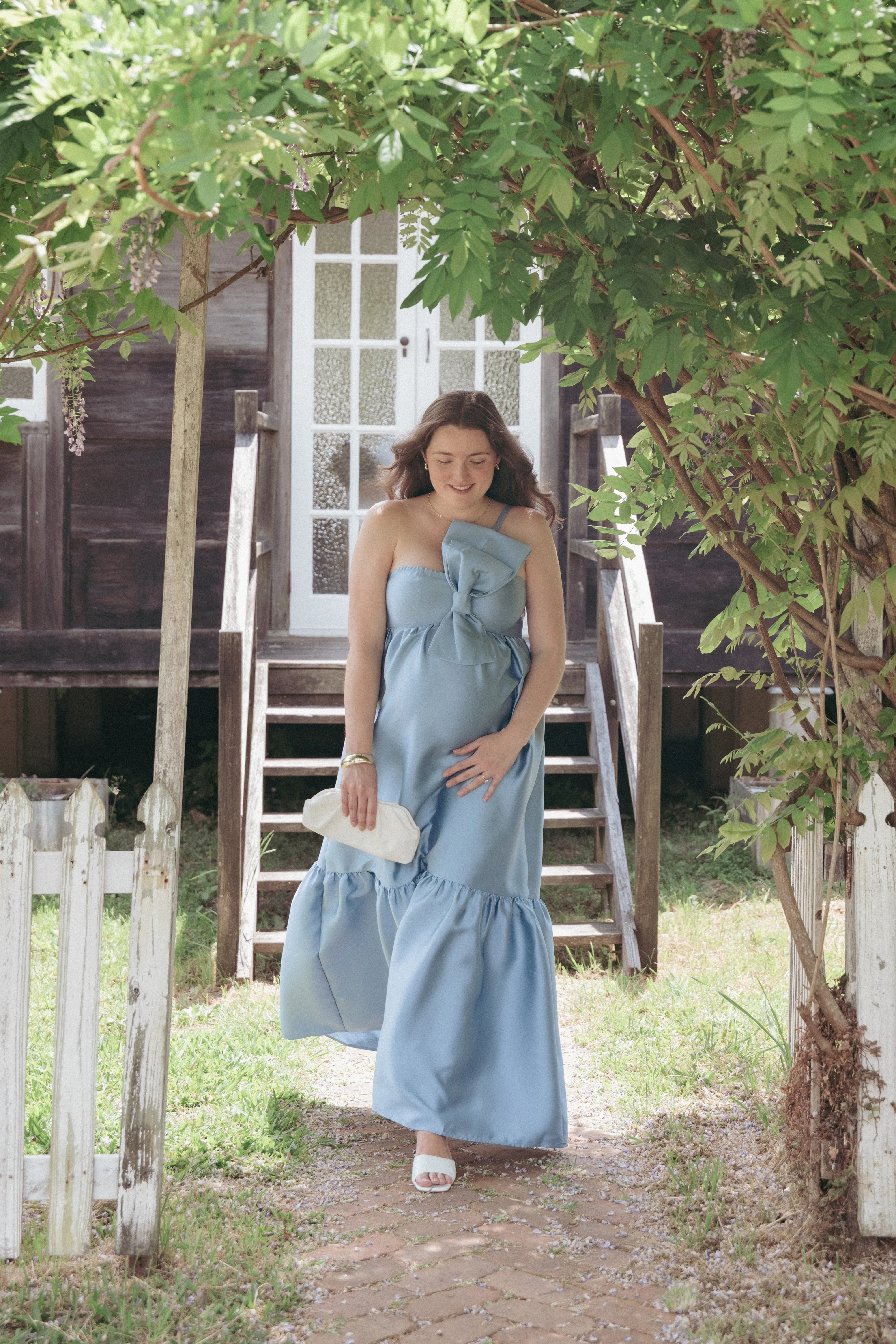 Betina Bow Front Maxi Dress Blue