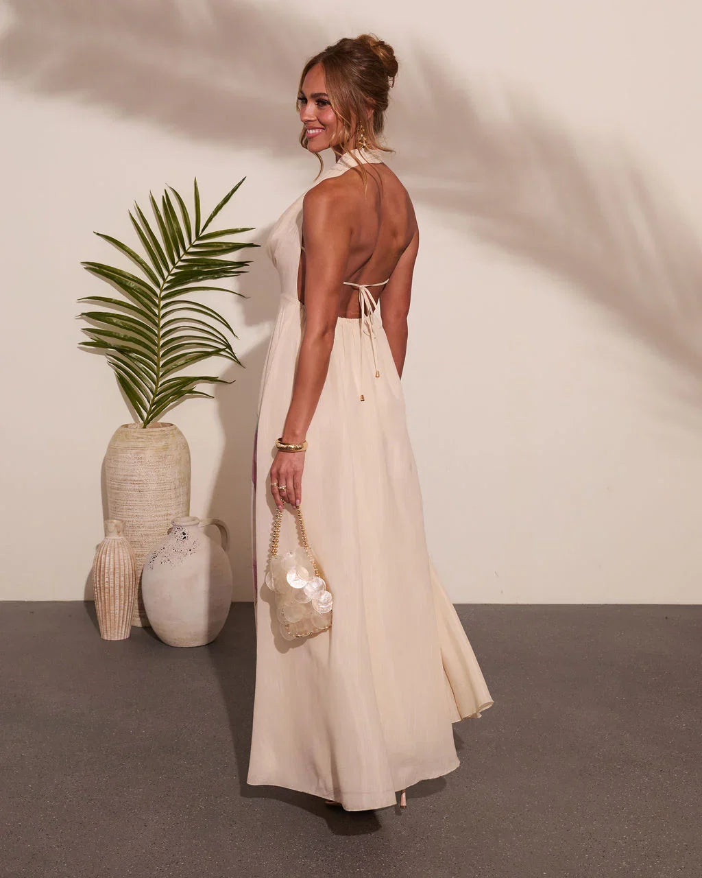 Raynah Floral Print Cowl Neck Maxi Dress