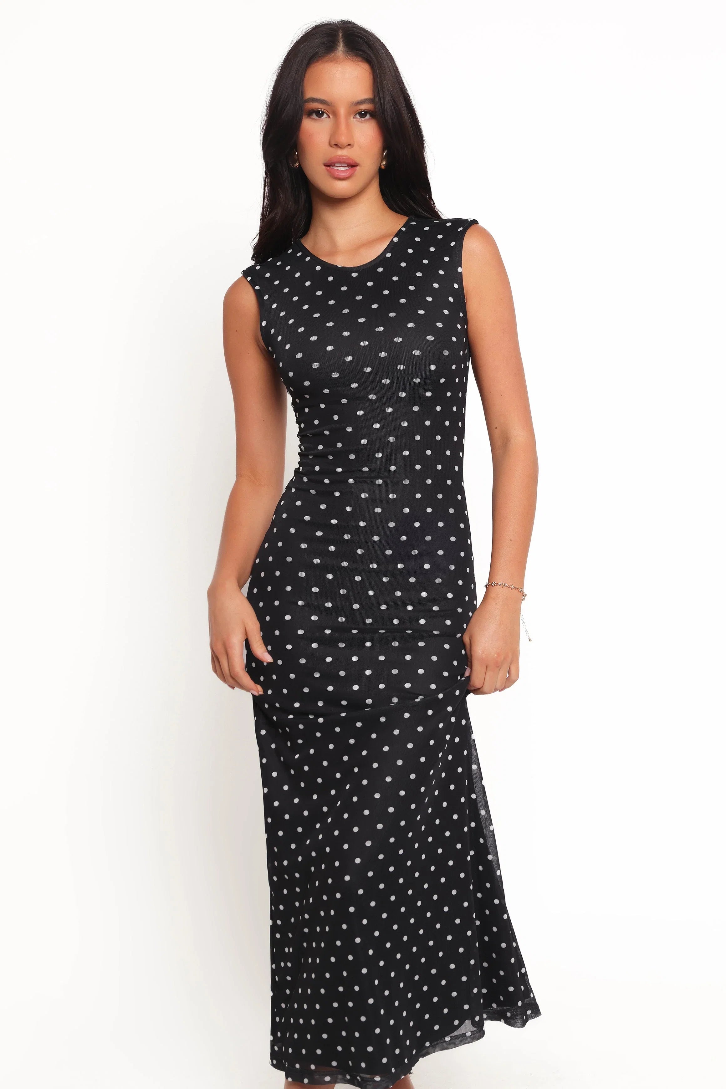 Drea Maxi Dress Black Polka Dot