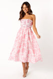 Carter Strapless Midi Dress Pink Floral