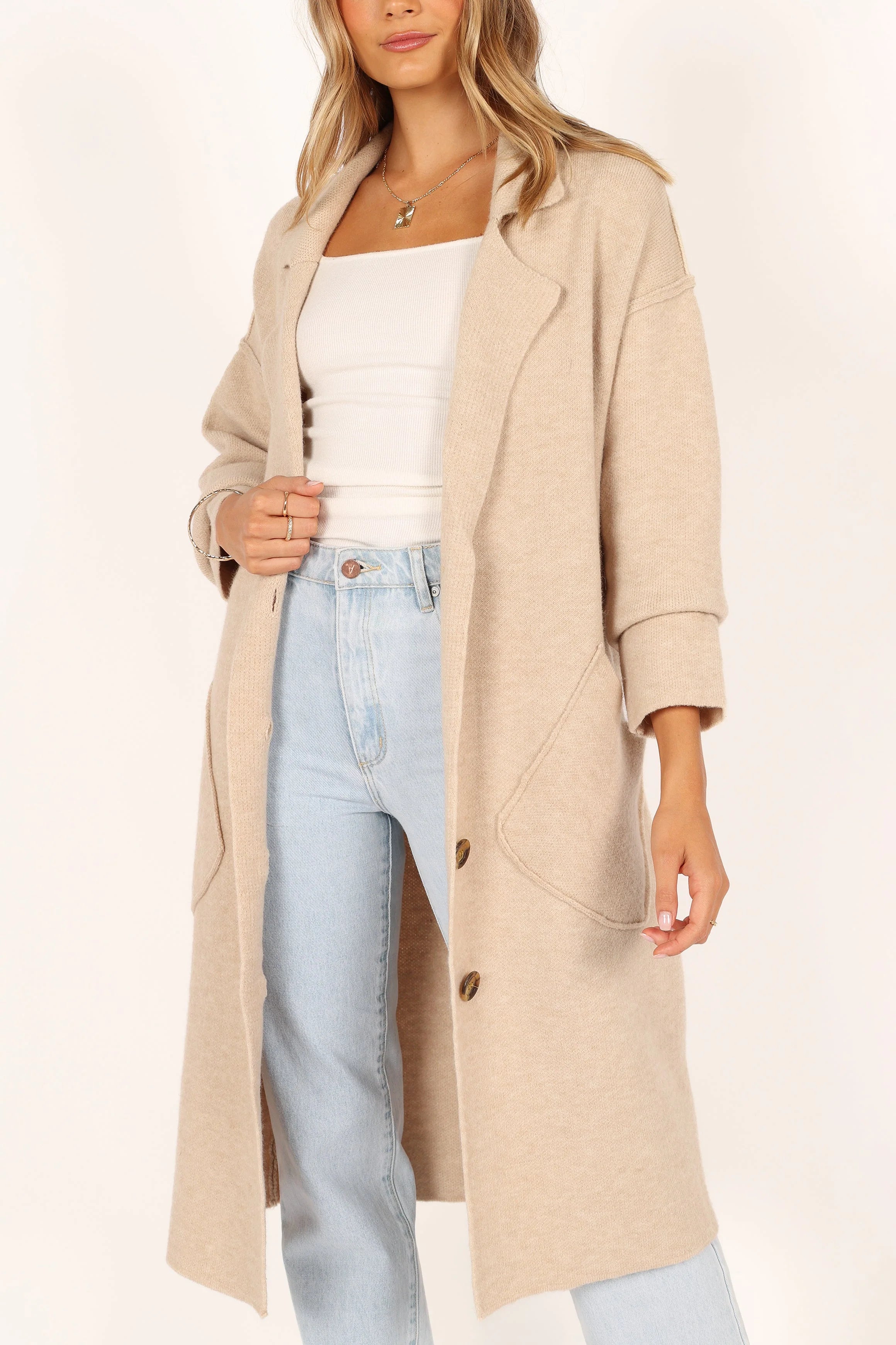 Ivy Button Front Coatigan Oatmeal