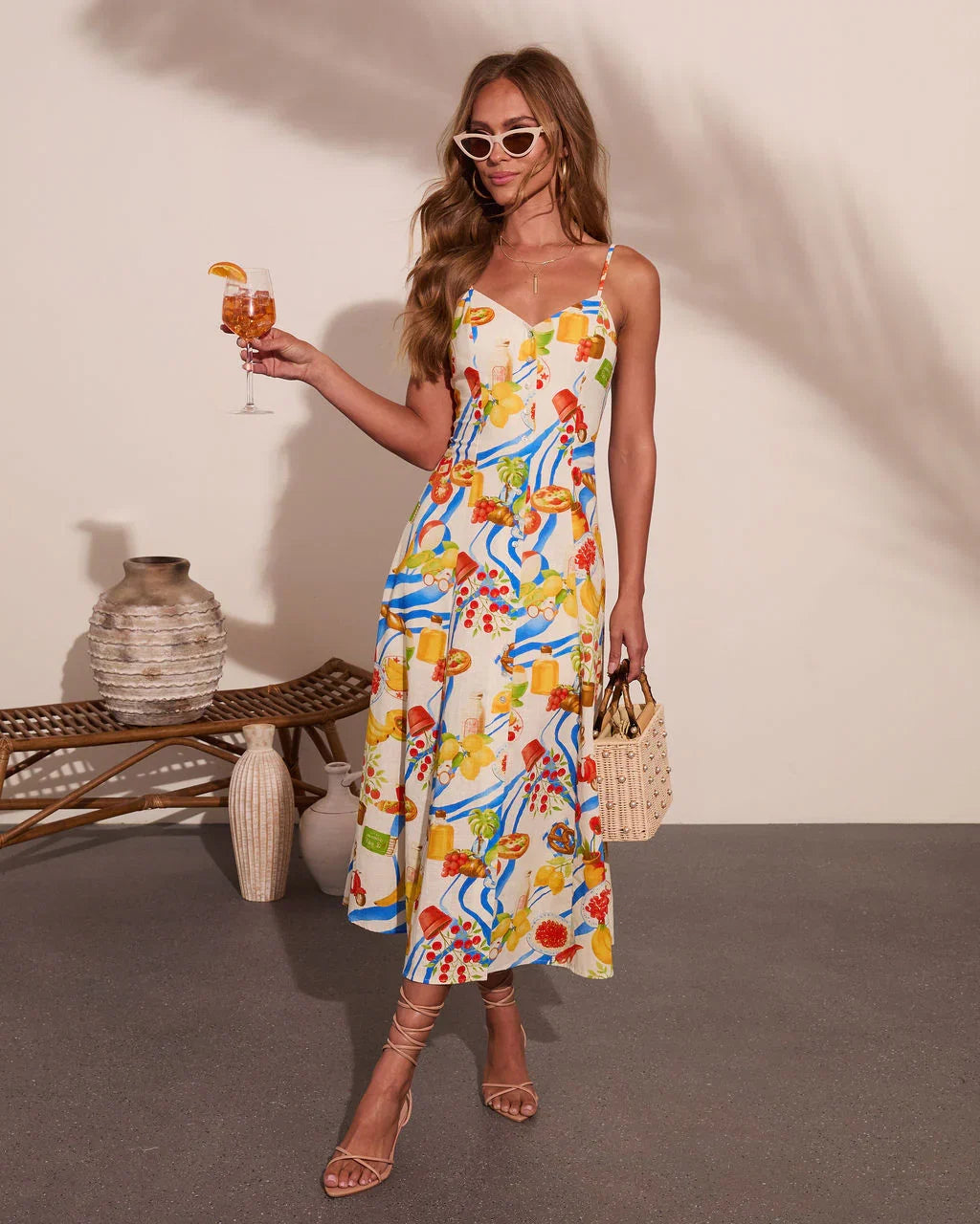 Coastal Cravings Novelty Print Midi Dress