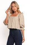 Belakey Top Ivory Brown Floral