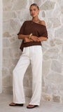 Blair Off Shoulder Tee Chocolate