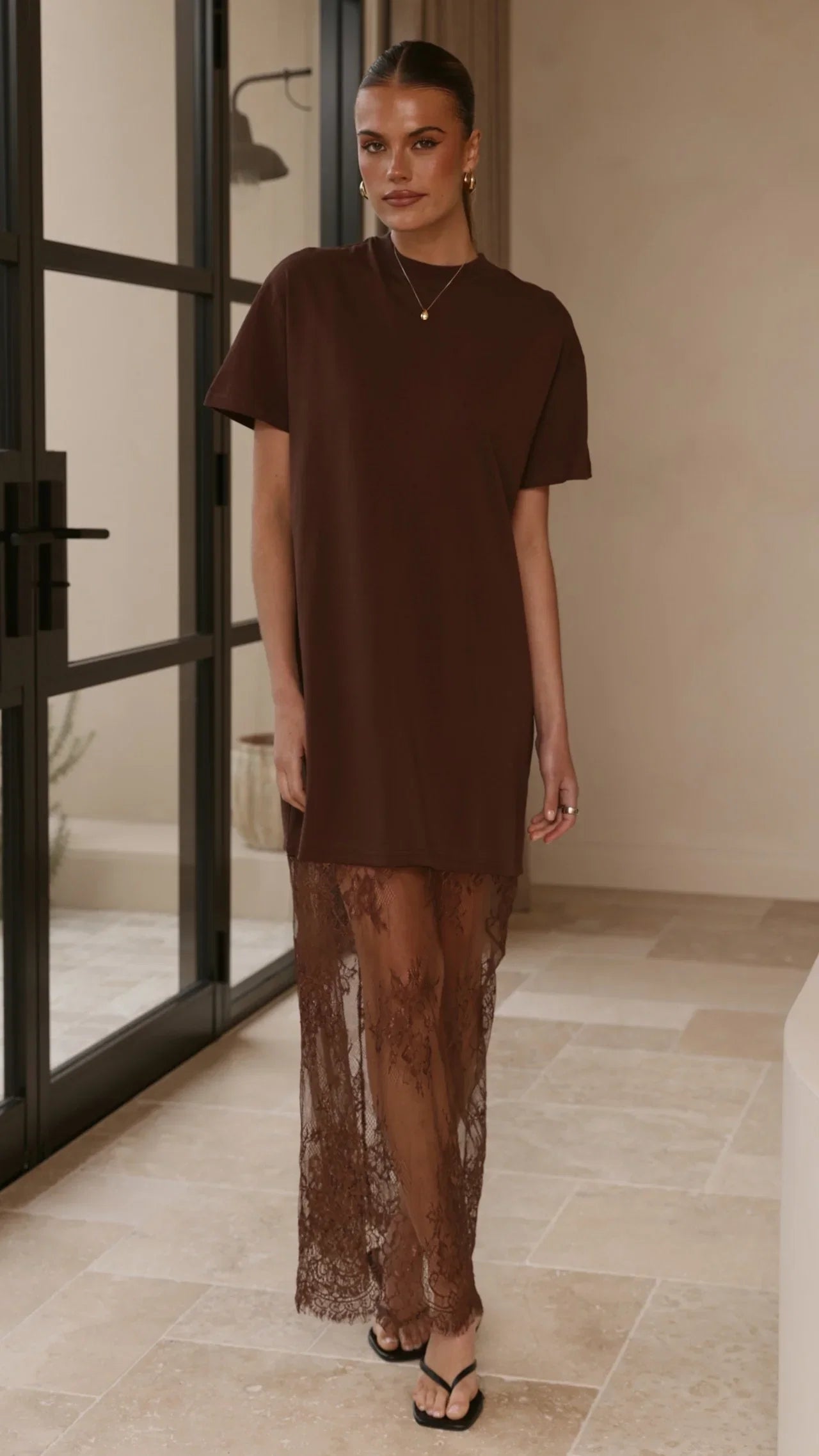 Adora T Shirt Maxi Dress Chocolate