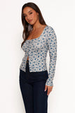 Keanu Long Sleeve Top Blue Floral