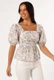 Celia Top Ivory Blue