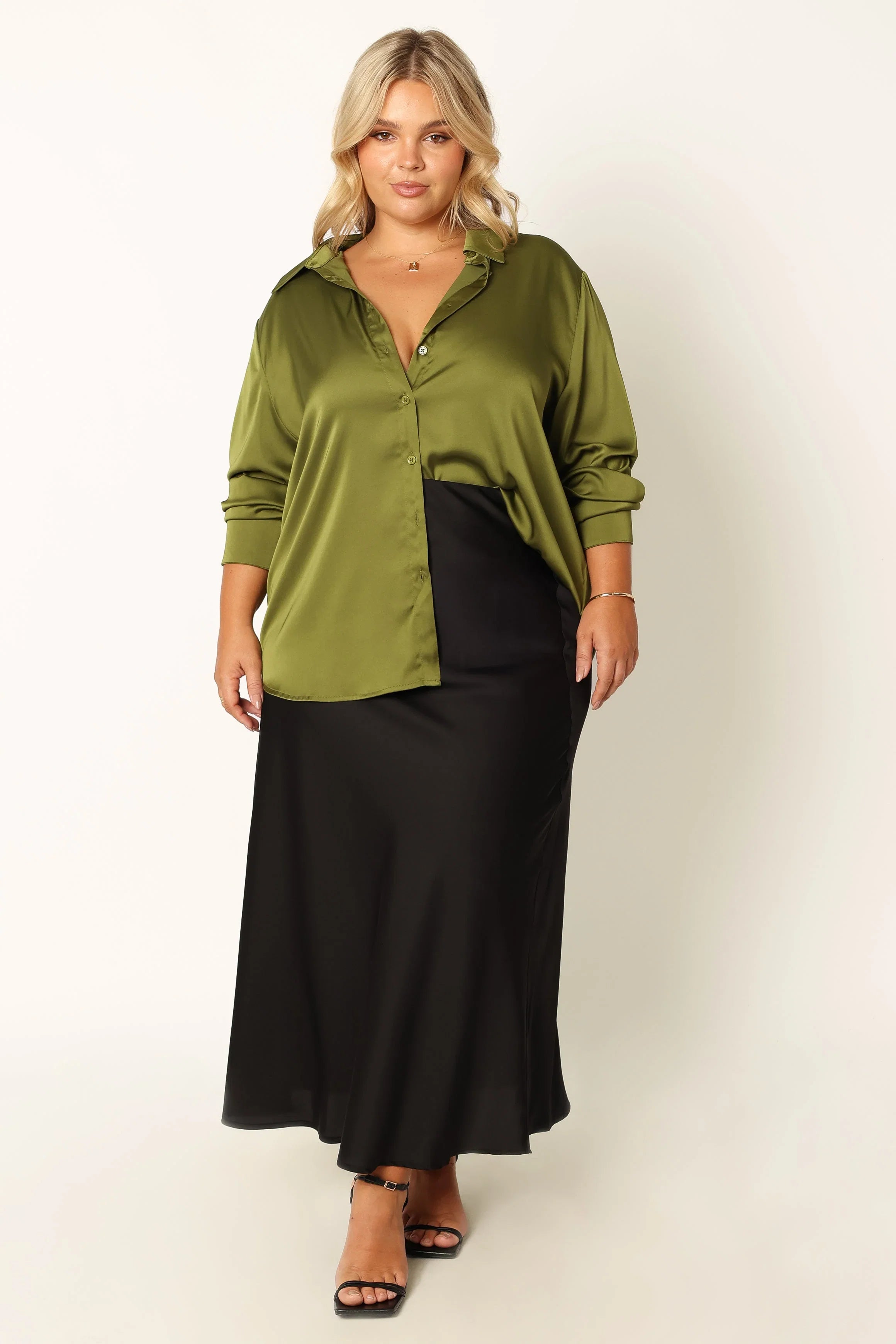 Narissa Satin Shirt Palm Green