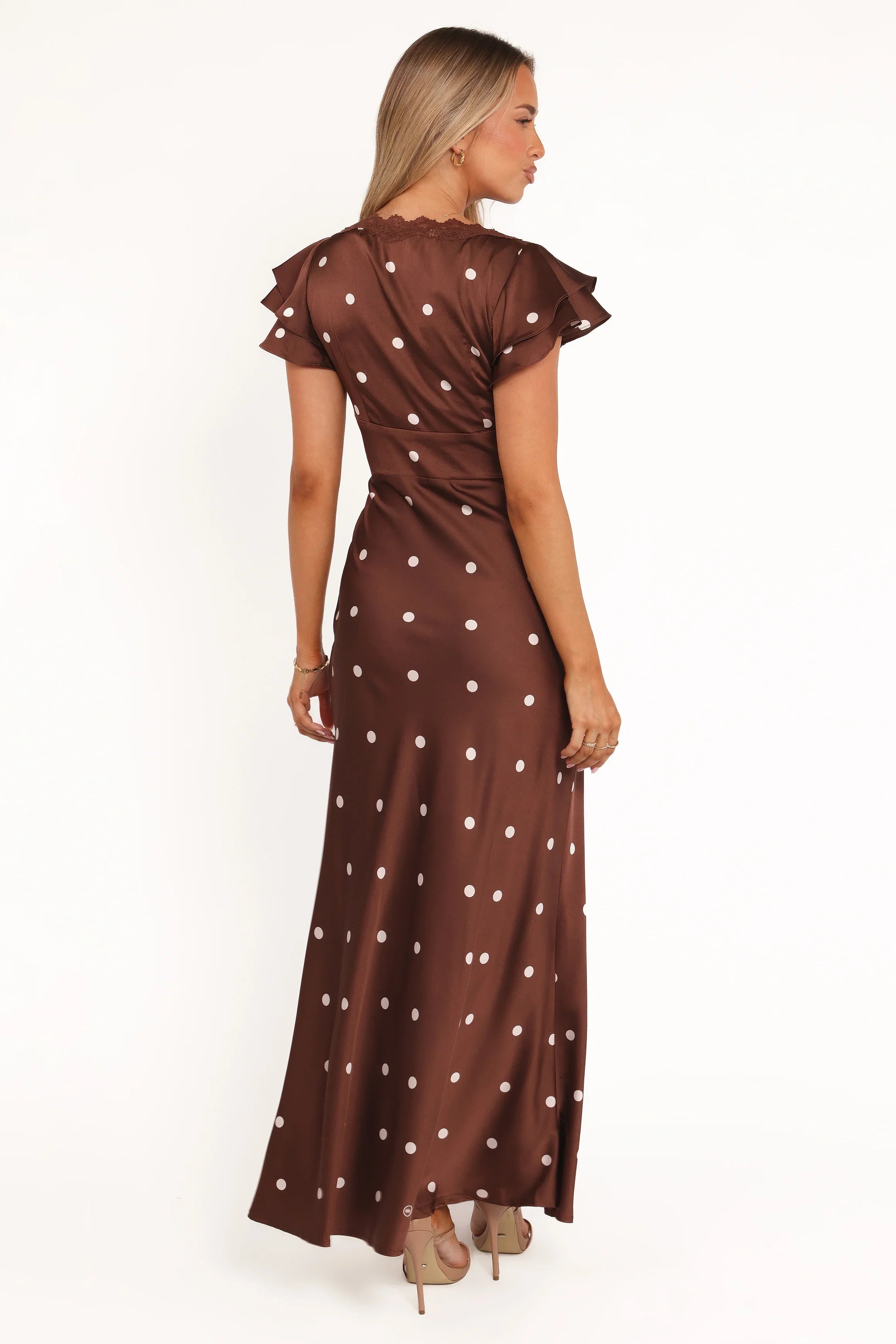 Arella Maxi Dress Brown Polka Dot