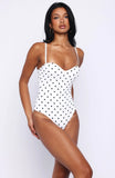 Stuck To You Bodysuit White Black Polka Dot