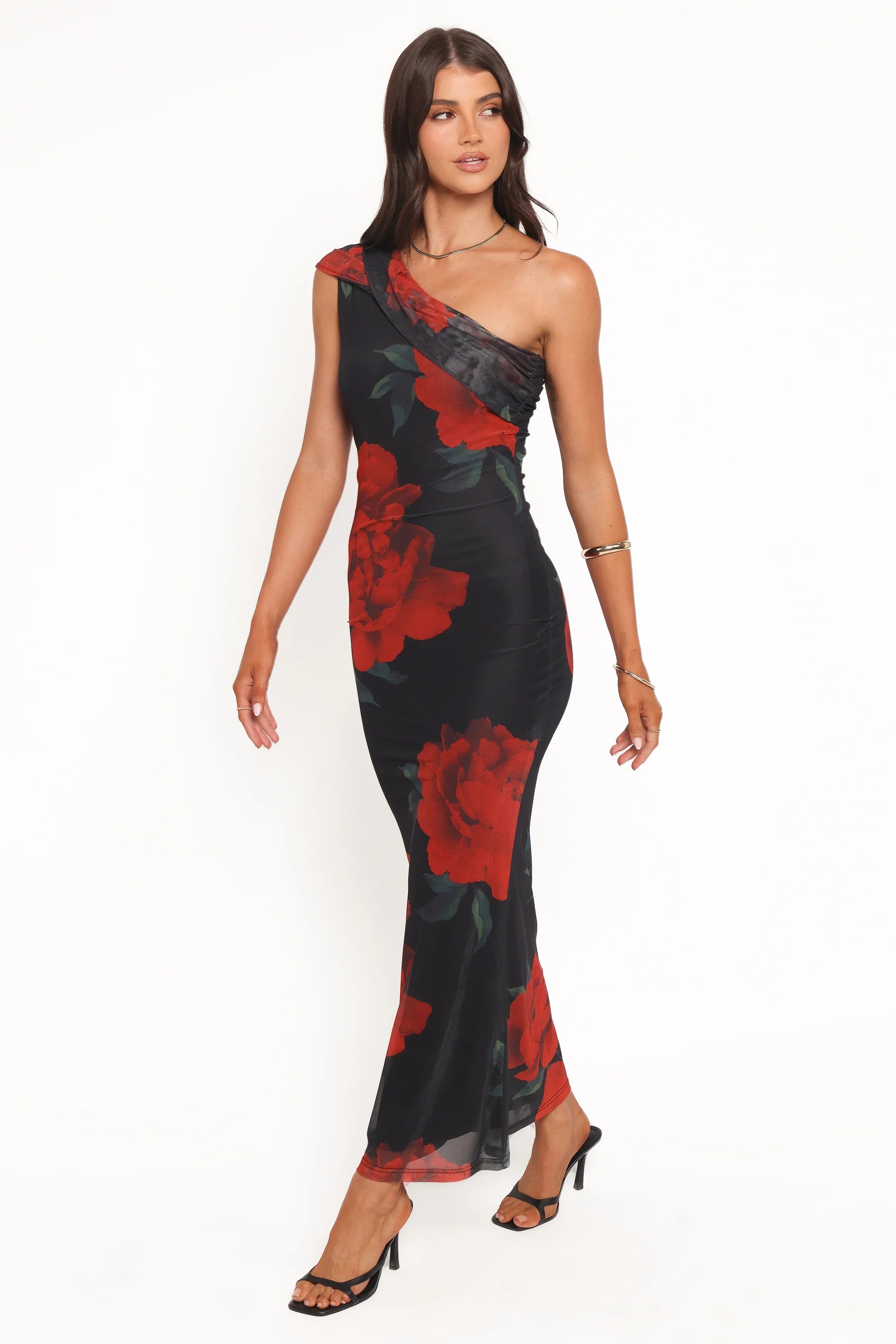 Gerri Off Shoulder Maxi Dress Black Floral