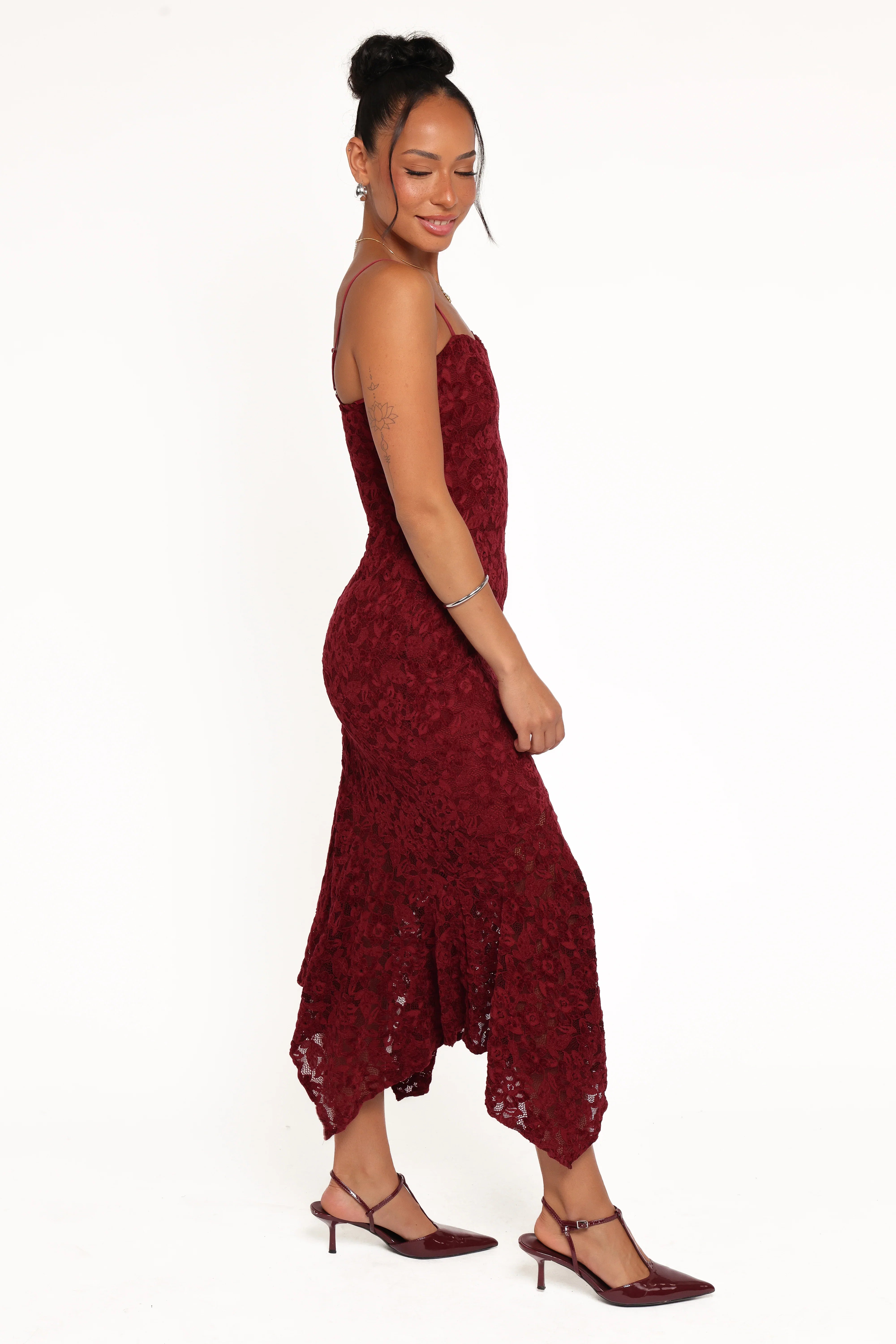 Lorde Midi Dress Burgundy Lace