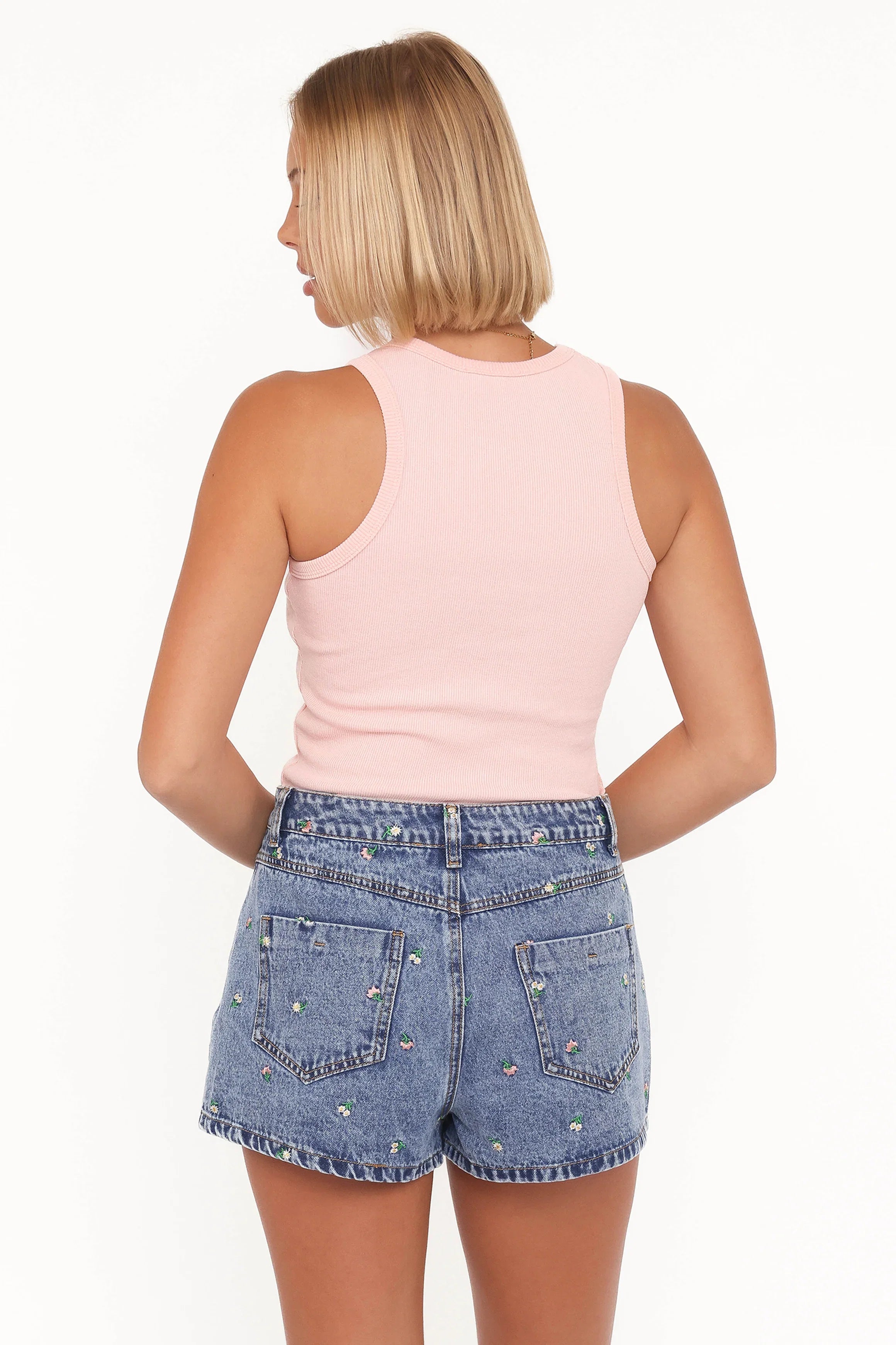 Evanna Denim Skort Embroidery Medium Wash