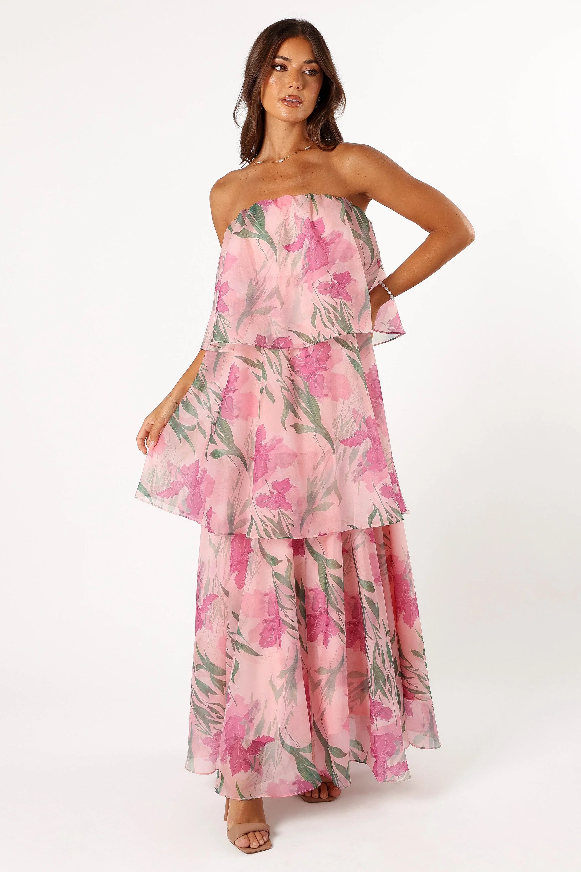 Bloom Strapless Maxi Dress Pink Floral
